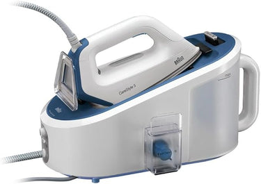 Braun Hogar Carestyle 5 IS5145WH Centro de Planchado, Suela bidireccional eloxal 3D, depósito extraíble 2 L, Golpe de Vapor 400 gr/min, 2400 W, plástico, Blanco y Azul